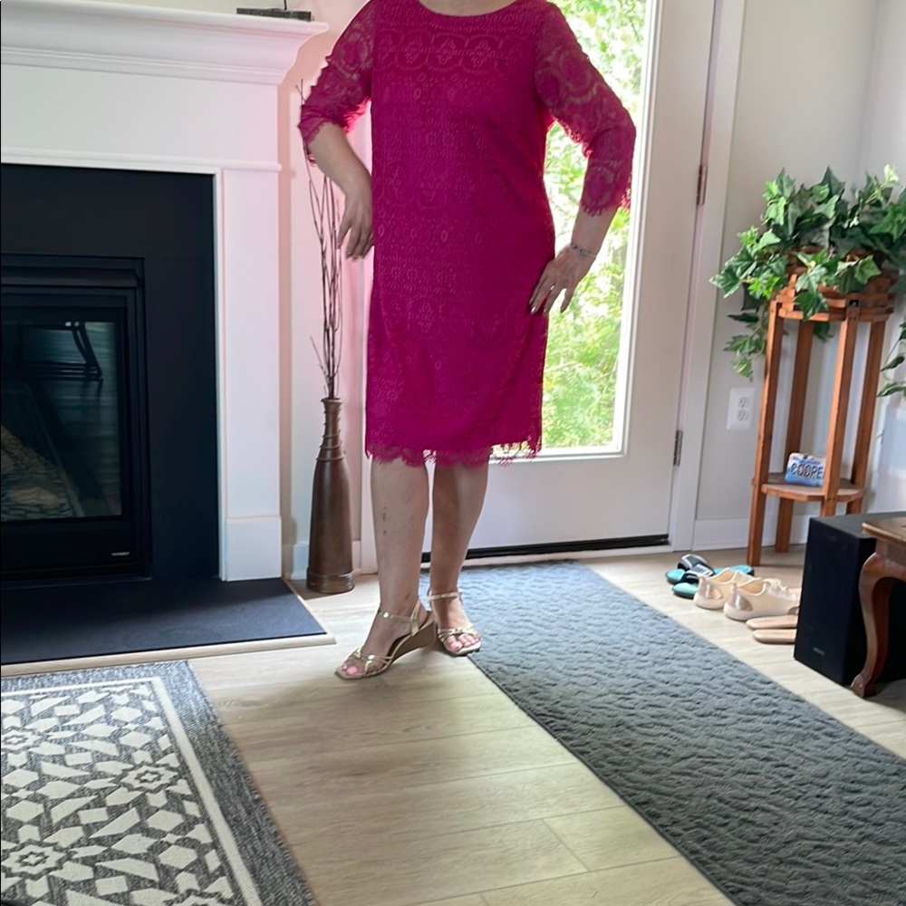 Eliza J Vibrant Pink Lace Dress